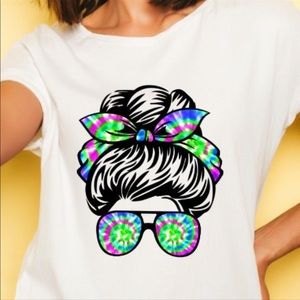 Messy Mom Bun-HTV Iron on Ready to Press Transfer Sheet-SHIRT NOT INCLUDED